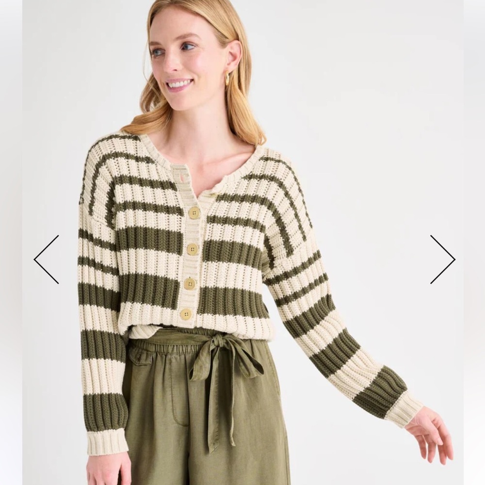 Splendid X Rachelove Striped Crew Neck Reversible Cardigan Sweater sz XS - Picture 7 of 13